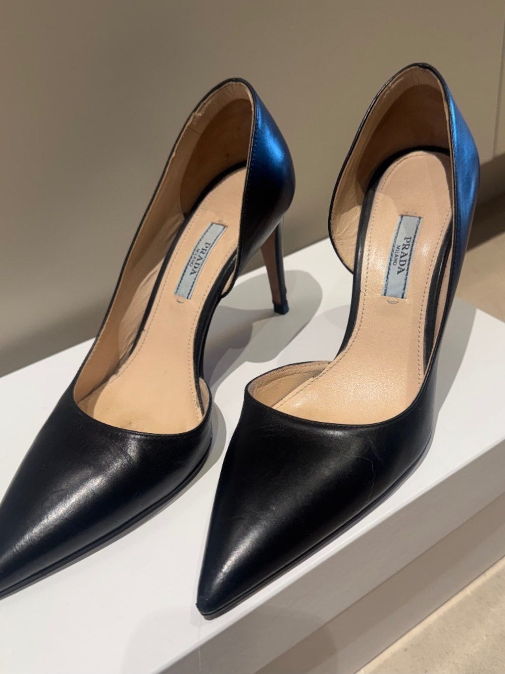 PRADA Black Leather Dorsay Pump Shoe